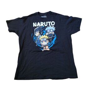 Naruto Shippuden Womens Size 2X Black Graphic Tee Anime Streetwear Y2K